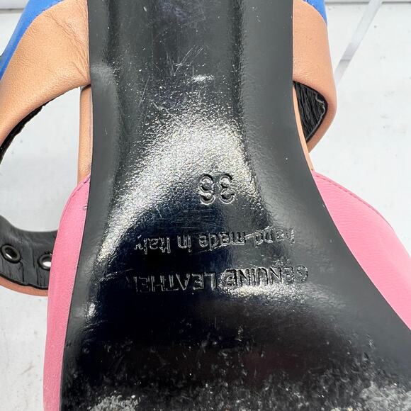 Pierre Cardin Sandals Womens 36 US 5 Kitten Heels Colorblock Slingback Shoes ** - Picture 8 of 8